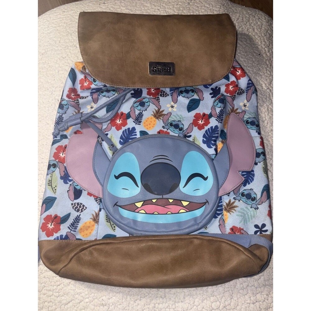 Disney Lilo And Stitch Tropical Slouch Backpack 3D Ears Drawstring Closure 19” - Picture 4 of 12